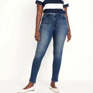 OLD NAVY TALL / LONG Jeans High Rise WOW Super Skinny Blue Stretch Denim